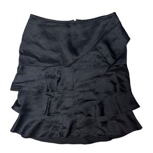 Vintage Y2K The Limited Black‎ Ruffle Tiered Satin Skirt Size 4 Whimsigoth